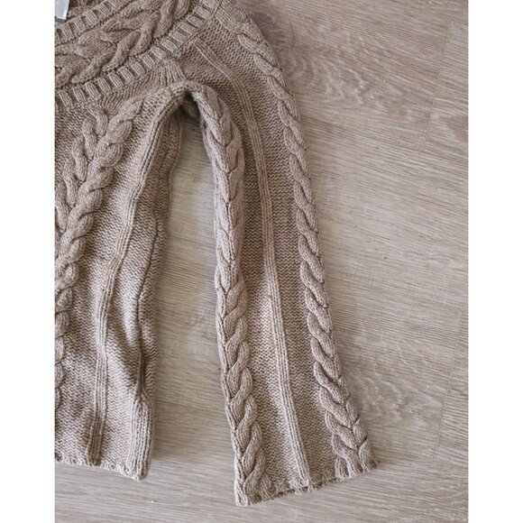 Old Navy Vintage Wool Cotton Fisherman Cable Knit V-Neck Y2K Sweater Pullover M - Picture 3 of 10
